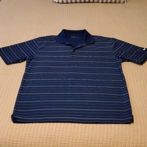 NIKE GOLF NIKE FIT DRY SIZE L NAVY BLUE STRIPED SHORT SLEEVE MEN'S SHIRT